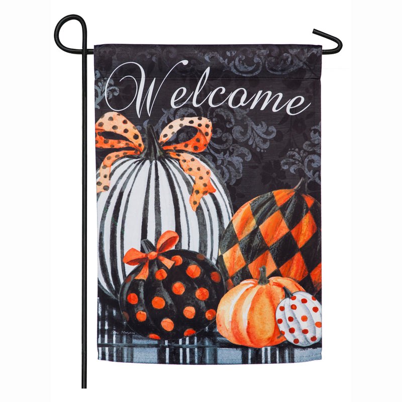 Evergreen Elegant Pattern Pumpkins Garden Suede Flag