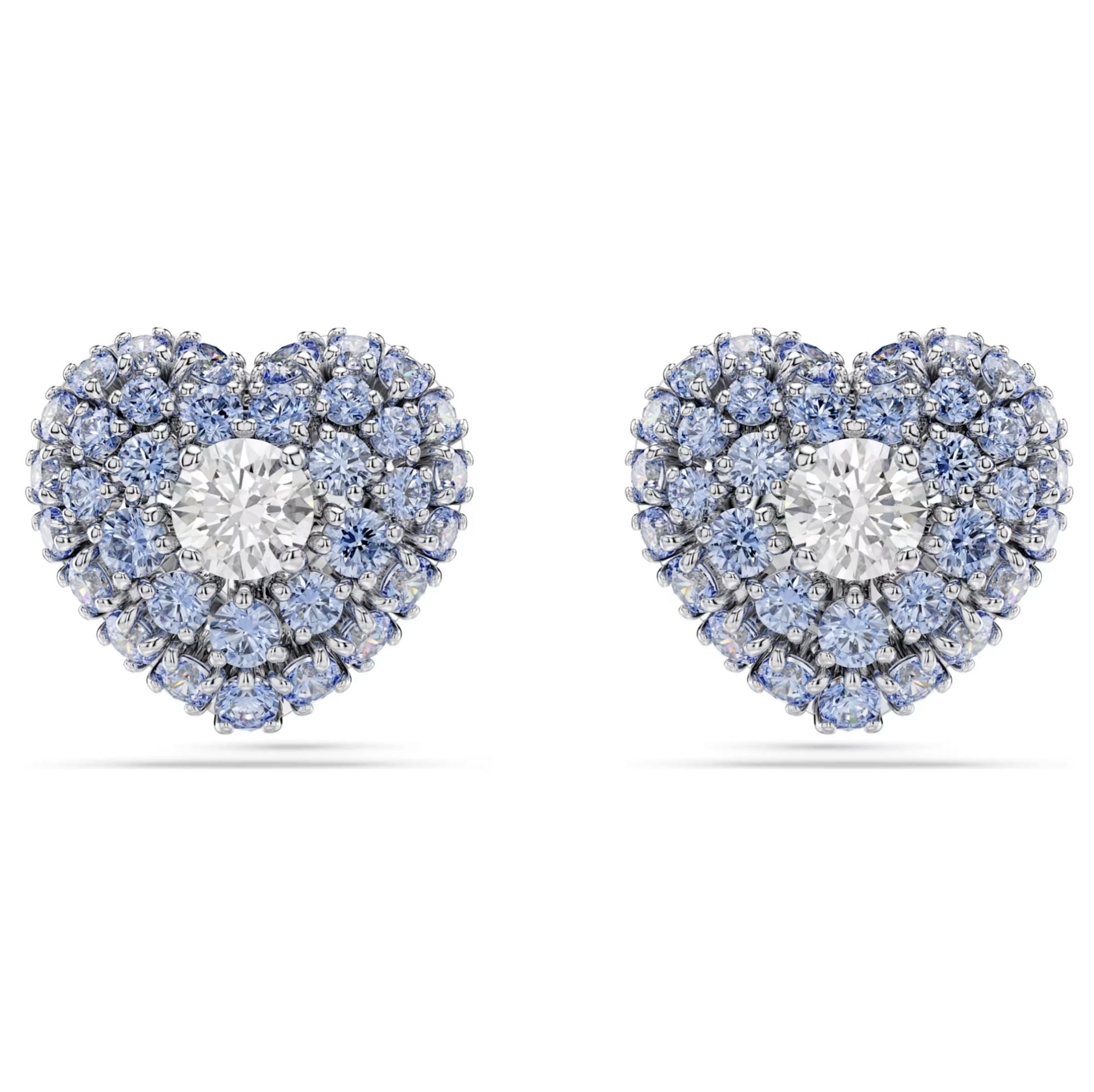 Swarovski Idyllia Stud Earrings - Heart, Blue, Rhodium plated