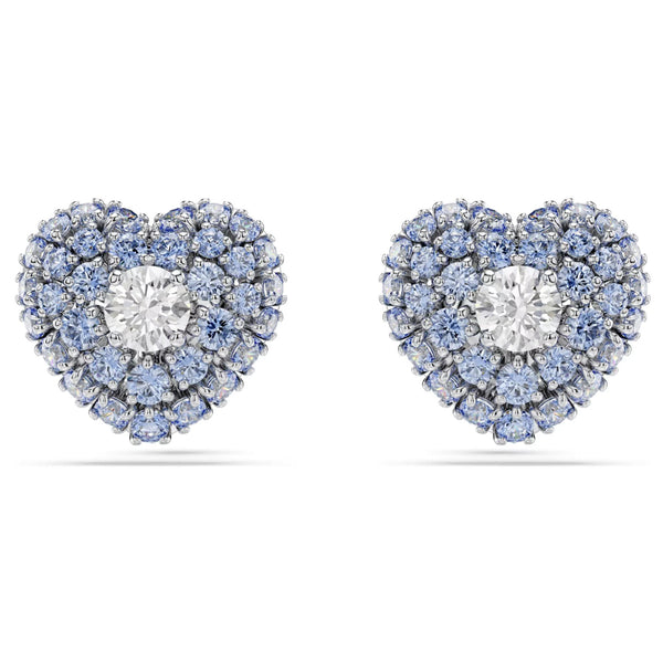 Swarovski Idyllia Stud Earrings - Heart, Blue, Rhodium plated