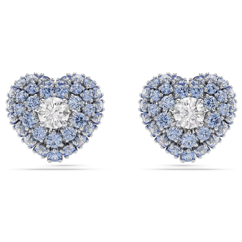 Swarovski Idyllia Stud Earrings - Heart, Blue, Rhodium plated