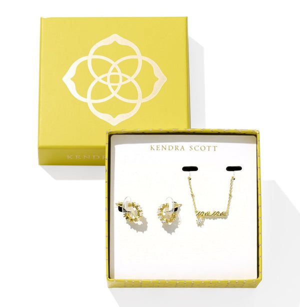 Kendra Scott Mama & Cailin White Crystal Gold Gift Set