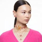 Swarovski Idyllia Florere Stud Earrings - Flower, Pink, Gold-tone plated