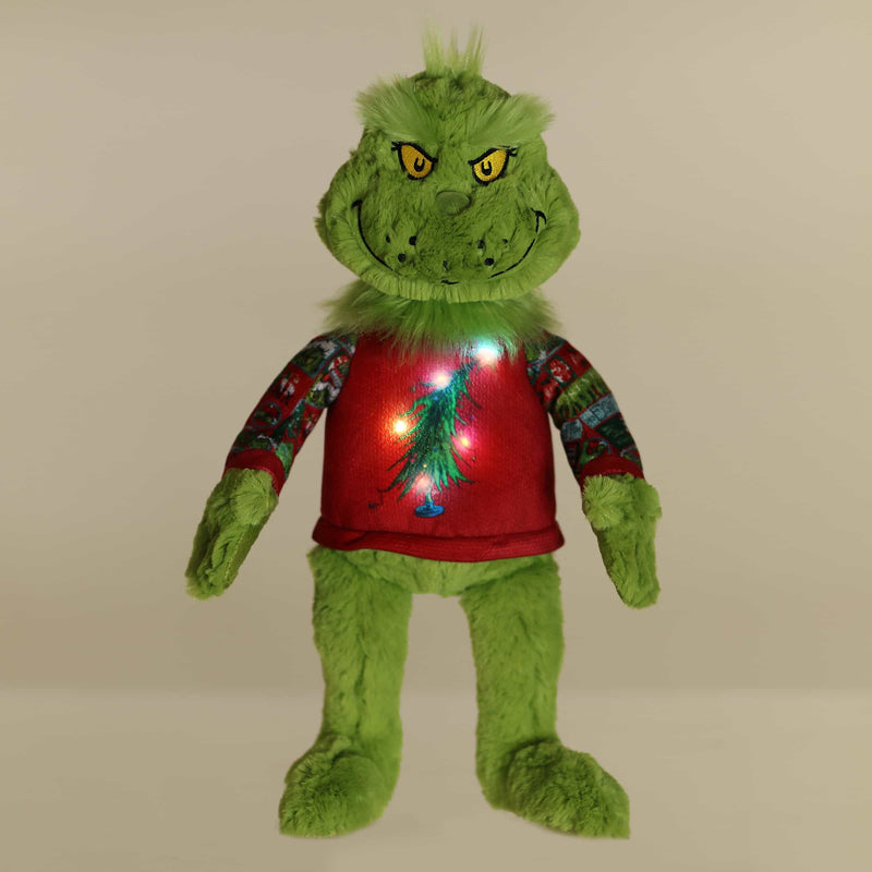 Aurora Dr. Seuss Ugly Sweater Light Up Grinch 16" Plush Toy