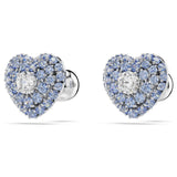 Swarovski Idyllia Stud Earrings - Heart, Blue, Rhodium plated
