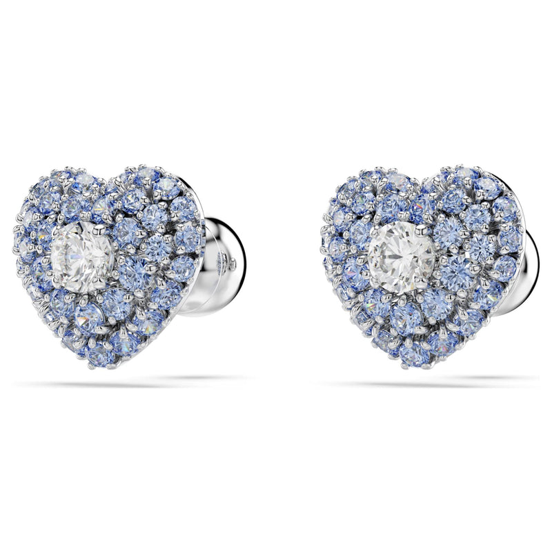 Swarovski Idyllia Stud Earrings - Heart, Blue, Rhodium plated