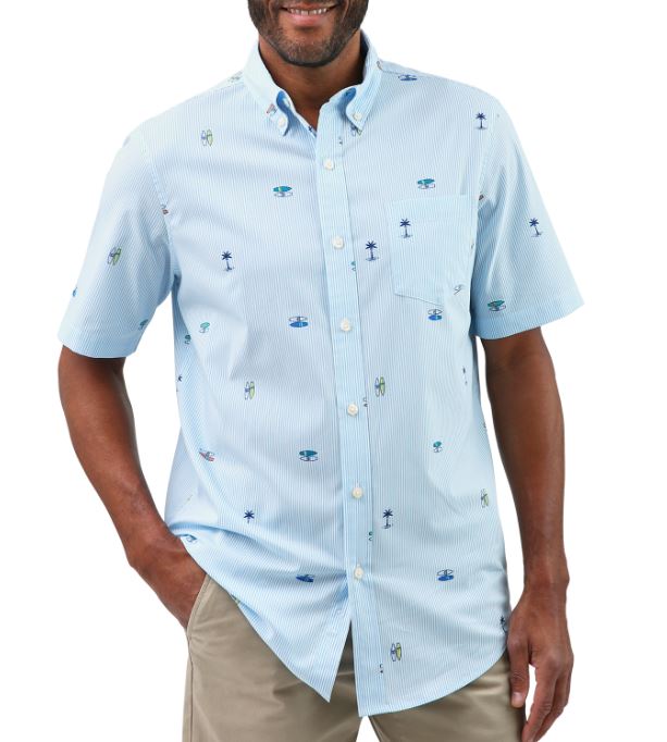 Chaps Mens Easy Care Poplin Short Sleeve Button Down Shirt