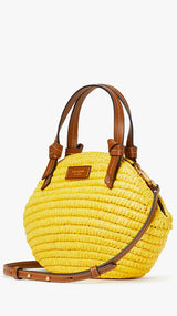 Kate Spade Lemon Drop Straw Crossbody Handbag