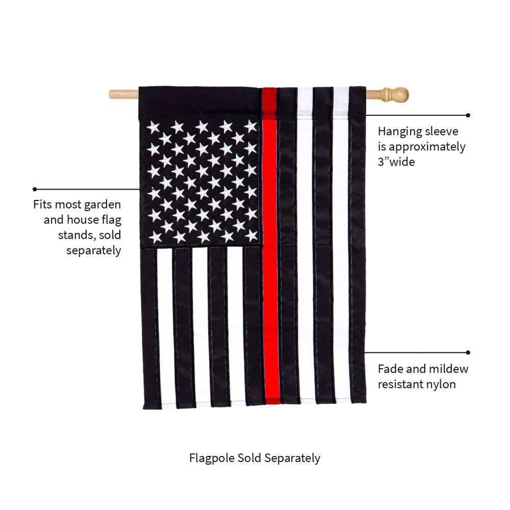 Evergreen Thin Red Line Applique House Flag