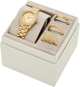 Michael Kors Womens Lexington Gold Interchangeable Top Ring Watch Set