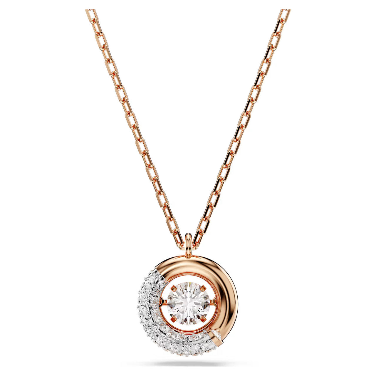 Swarovski Dextera Pendant Necklace - Round Cut, White, Rose Gold-Tone Plated