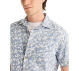Nautica Mens Reverse Palm Tree Printed Linen Short-Sleeve Shirt