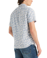 Nautica Mens Reverse Palm Tree Printed Linen Short-Sleeve Shirt
