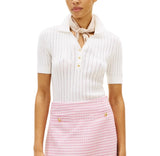 Tommy Hilfiger Womens Pointelle Rib Short-Sleeve Polo Sweater