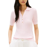 Tommy Hilfiger Womens Pointelle Rib Short-Sleeve Polo Sweater