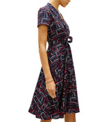 Tommy Hilfiger Womens Fluid Printed Collared Shirt Dress