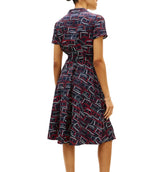Tommy Hilfiger Womens Fluid Printed Collared Shirt Dress