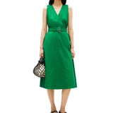 Tommy Hilfiger Womens Linen Belted V-Neck Wrap Dress