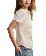 Lucky Brand Womens Puff Sleeve Buttondown Shirt