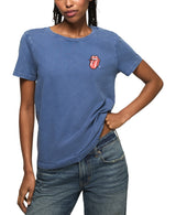 Lucky Brand Womens Rolling Stones Patch Classic Crew Neck Shirt