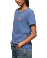 Lucky Brand Womens Rolling Stones Patch Classic Crew Neck Shirt