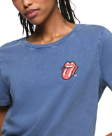 Lucky Brand Womens Rolling Stones Patch Classic Crew Neck Shirt