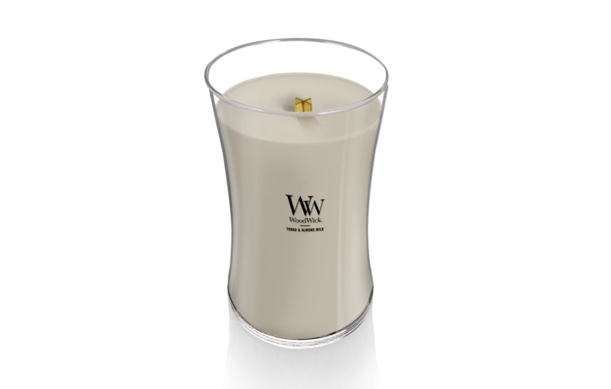 WoodWick Large Hourglass Candle - Tonka & Almond Milk