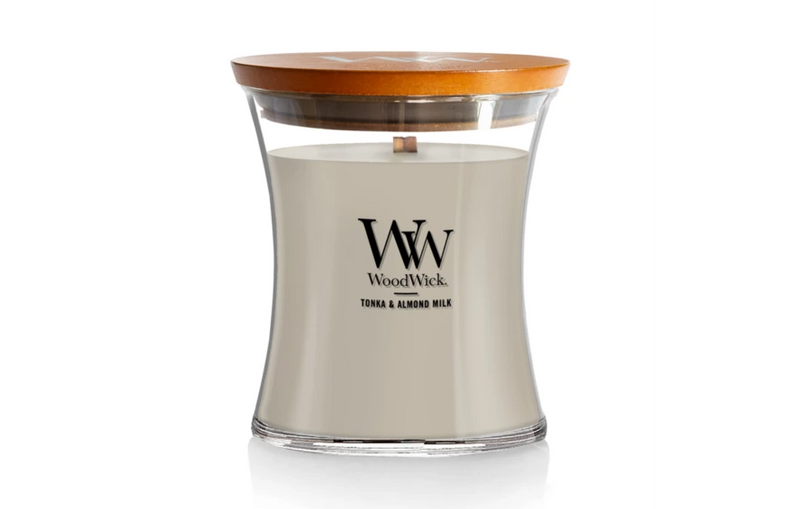 WoodWick Medium Hourglass Candle - Tonka & Almond Milk