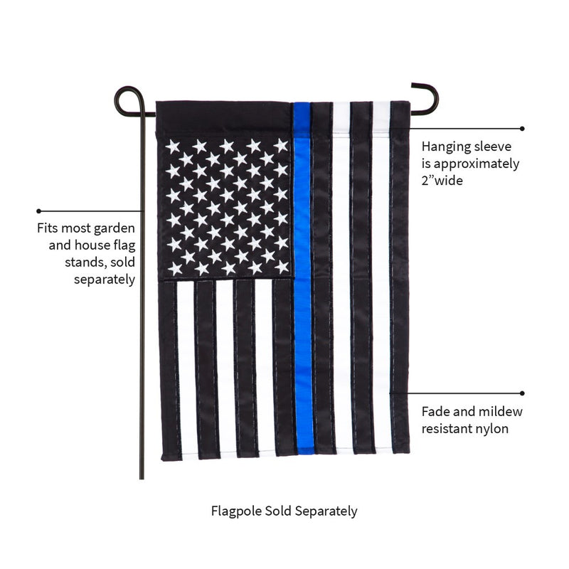 Evergreen Thin Blue Line Applique Garden Flag