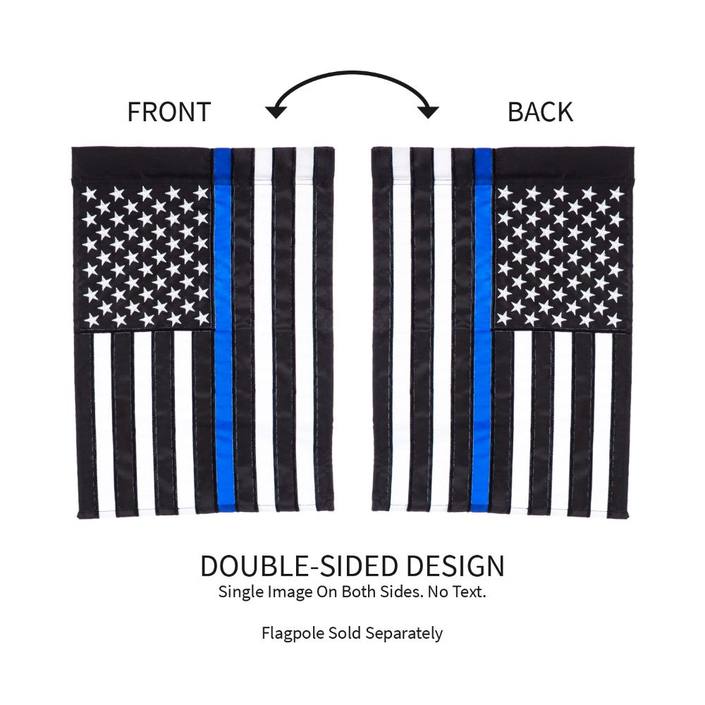 Evergreen Thin Blue Line Applique Garden Flag