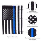 Evergreen Thin Blue Line Applique Garden Flag