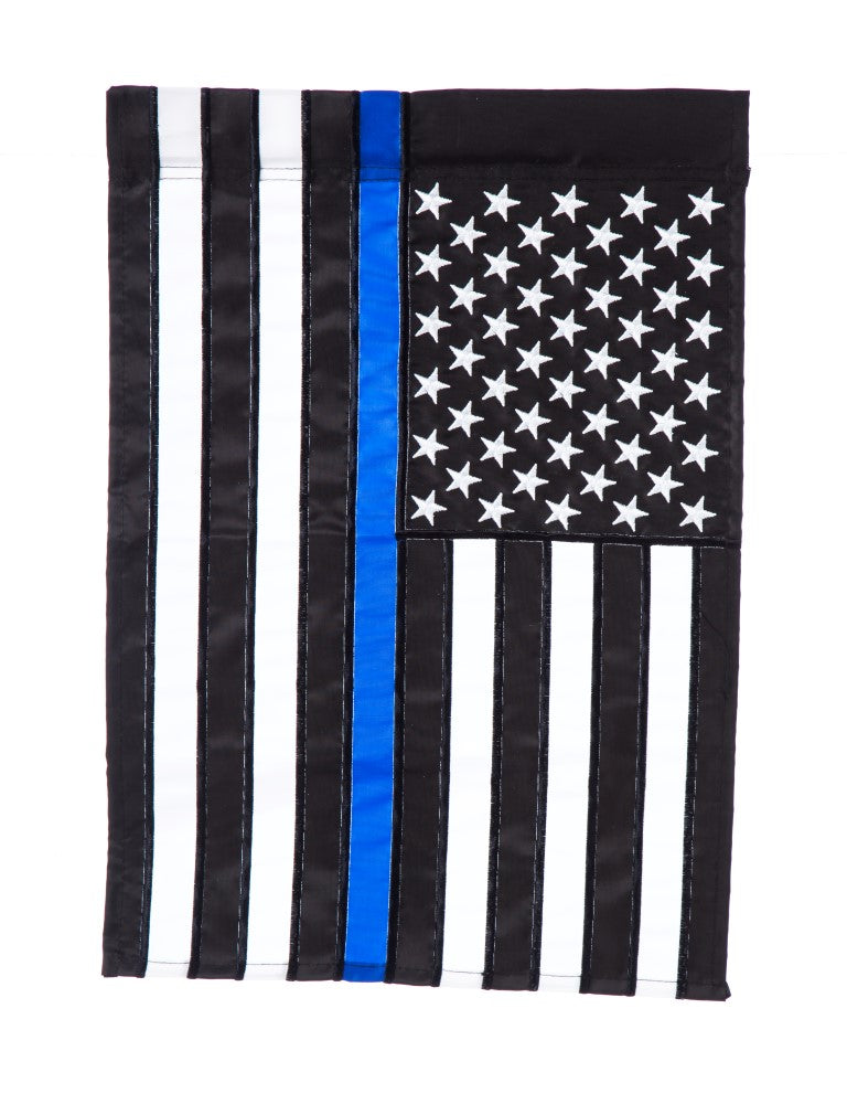 Evergreen Thin Blue Line Applique Garden Flag