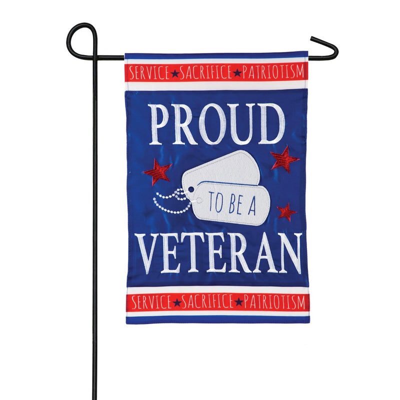 Evergreen "Proud Veteran" Applique Garden Flag