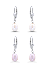 DesignsFMC Sterling Silver Oval Freshwater Pearl Leverback Drop Earrings