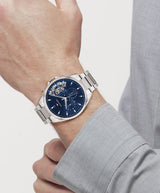 Toomy Hilfiger Mens Baker 44mm Chronograph Silver-Tone Watch