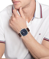 Toomy Hilfiger Mens Bruce 43mm Leather Strap Sport Watch