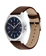 Toomy Hilfiger Mens Bruce 43mm Leather Strap Sport Watch