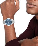 Tommy Hilfiger Mens Bruce 43mm Silver-Tone Blue Dial Sport Watch