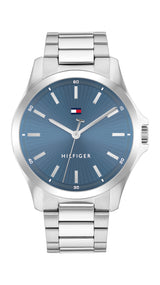 Tommy Hilfiger Mens Bruce 43mm Silver-Tone Blue Dial Sport Watch