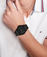 Tommy Hilfiger Mens Bruce 43mm Black Steel Strap Sport Watch