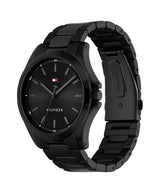 Tommy Hilfiger Mens Bruce 43mm Black Steel Strap Sport Watch