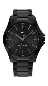 Tommy Hilfiger Mens Bruce 43mm Black Steel Strap Sport Watch