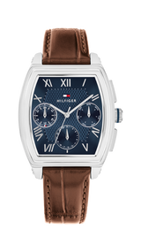 Tommy Hilfiger Mens Oxford 36mm Multifunction Brown Leather Strap Watch