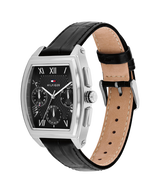 Tommy Hilfiger Mens Oxford 36mm Multifunction Black Leather Strap Watch