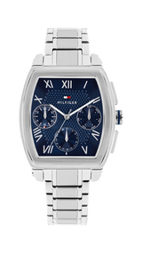 Tommy Hilfiger Mens Oxford 36mm Multifunction Silver-Tone Strap Watch
