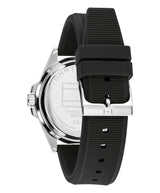 Tommy Hilfiger Mens David 42mm Black Silicone Strap Watch