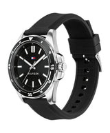 Tommy Hilfiger Mens David 42mm Black Silicone Strap Watch