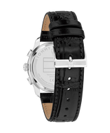 Tommy Hilfiger Mens 38mm Two-Tone Black Leather Strap Watch