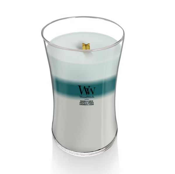 WoodWick Large Trilogy Hourglass Candle - Icy Woodland Trilogy