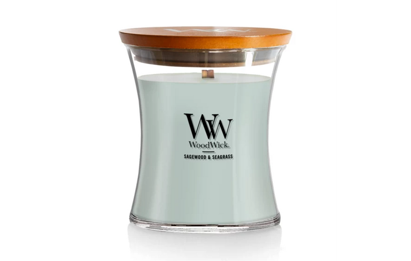 WoodWick Medium Hourglass Candle - Sagewood & Seagrass