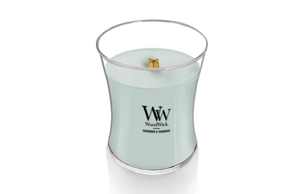 WoodWick Medium Hourglass Candle - Sagewood & Seagrass